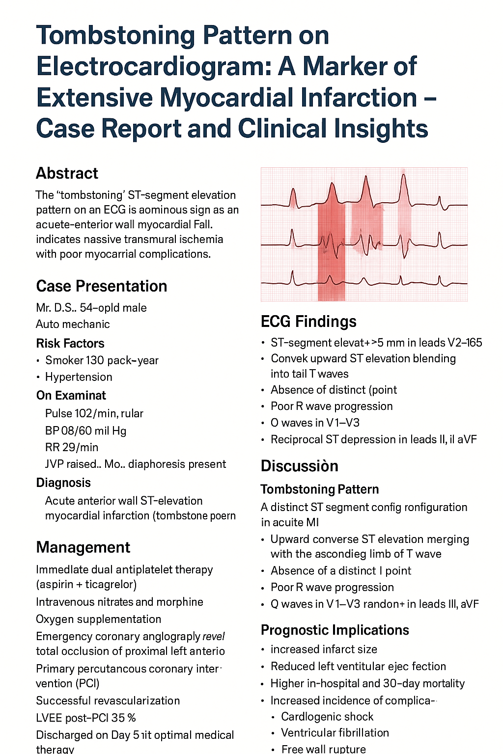 Tombstoning Pattern on Electrocardiogram: A Marker of Extensive Myocardial Infarction – Case Report and Clinical Insights